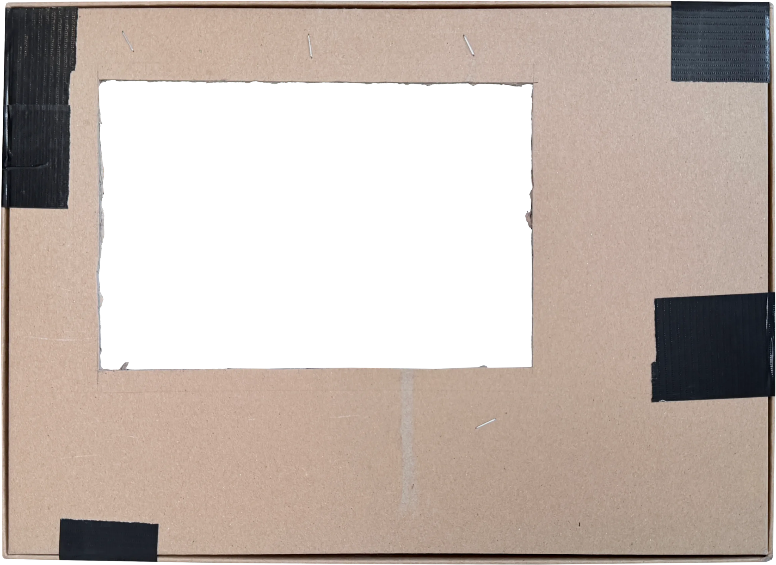 Simon's cardboard monitor, the showreel playing in its screen